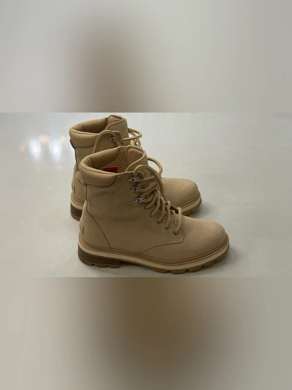 SOREL Lennox Lace Waterproof Leather Hiking Boots Tan Ceramic 8